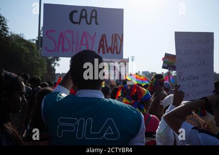 Il 2020° incontro di solidarietà del Pride di Mumbai è stato organizzato dalla fiducia di Humsapar insieme ad altri gruppi dagli ultimi 10 anni. Quest'anno Mumbai Pride celebrità Foto Stock