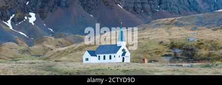 Vecchia chiesa dei balenieri, Grytviken, Isola della Georgia del Sud Foto Stock