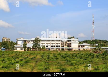 Kota Pamol, Sabah, Malesia: SK Pamol, la scuola elementare sul composto di PAMOL Estate, in mezzo a campi di palma da olio appena piantati. Foto Stock