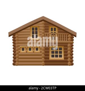 illustrazione della capanna di legno sullo sfondo bianco Illustrazione Vettoriale