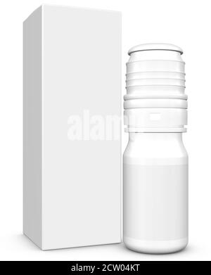 Realistico 3D Lubricant Eye Drops Bottle Mock Up Template on Sfondo bianco.rendering 3D,Illustrazione 3D.Copia spazio Foto Stock