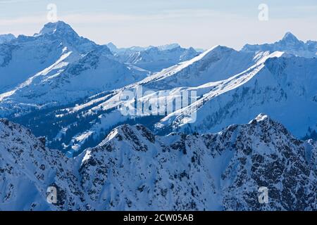 Skipiste, Sessellift, Allgäuer Alpen, Oberstdorf Foto Stock