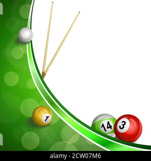 Sfondo astratto biliardo verde pool cue ball illustrazione vettore Illustrazione Vettoriale