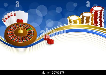 Sfondo astratto blu oro casinò roulette carte chip craps illustrazione vettore Illustrazione Vettoriale