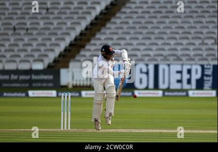 Jamie Porter di Essex in azione durante il quarto giorno della finale del Bob Willis Trophy a Lord's, Londra. Foto Stock