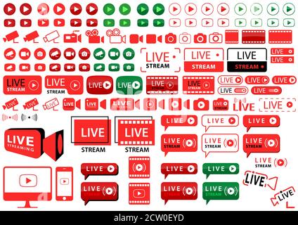 Pulsanti e icone per la trasmissione via Internet Illustrazione Vettoriale