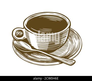 Schizzo della tazza di caffè. Beva illustrazione vettoriale vintage Illustrazione Vettoriale