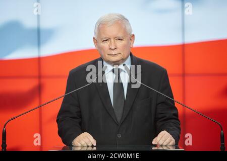 Varsavia, Mazoviano, Polonia. 26 Settembre 2020. I leader della destra unita hanno firmato la Nuova Coalizione Agreement.in la foto: JAROSLAW KACZYNSKI Credit: Hubert Mathis/ZUMA Wire/Alamy Live News Foto Stock