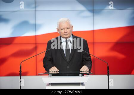 Varsavia, Mazoviano, Polonia. 26 Settembre 2020. I leader della destra unita hanno firmato la Nuova Coalizione Agreement.in la foto: JAROSLAW KACZYNSKI Credit: Hubert Mathis/ZUMA Wire/Alamy Live News Foto Stock