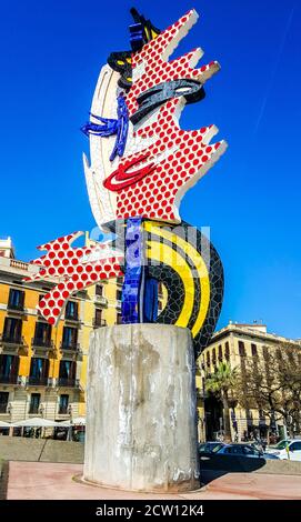 Scultura 'El Cap de Barcelona' ('Capo di Barcellona'). Spagna Foto Stock