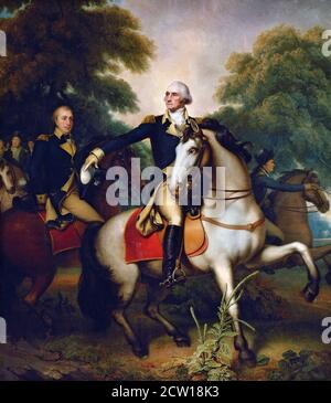Generale George Washingon. Dipinto intitolato 'Washington before Yorktown' di Rembrandt Peale, olio su tela, 1824, rielaborato nel 1825. Foto Stock