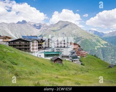 Vista di Hochsölden in estate. Sölden, Tirolo, Austria Foto Stock
