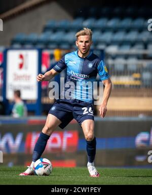 High Wycombe, Regno Unito. 26 Settembre 2020. Jason McCarthy di Wycombe Wanderers durante la partita del campionato Sky Bet tra Wycombe Wanderers e Swansea City ha giocato a porte chiuse a causa delle linee guida del governo pandemiche COVID-19 in corso, in cui i tifosi non sono in grado di partecipare ad Adams Park, High Wycombe, Inghilterra, il 26 settembre 2020. Foto di Andy Rowland. Credit: Prime Media Images/Alamy Live News Foto Stock