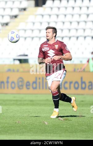 Torino, Italia. 26 Settembre 2020. Karol Linetty del Torino FC durante la Serie A Football Match Torino FC vs Atalanta BC. Atalanta BC ha vinto nel 2-4 il Torino FC allo Stadio Olimpico Grande Torino di Torino. (Foto di Alberto Gandolfo/Pacific Press) Credit: Pacific Press Media Production Corp./Alamy Live News Foto Stock