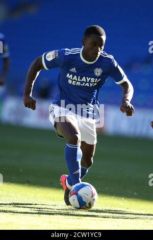 Cardiff, Regno Unito. 26 Settembre 2020. Jordi Osei-Tutu della città di Cardiff in azione. EFL Skybet Championship, Cardiff City v Reading al Cardiff City Stadium di Cardiff, Galles, sabato 26 settembre 2020. Questa immagine può essere utilizzata solo per scopi editoriali. Solo per uso editoriale, è richiesta una licenza per uso commerciale. Nessun utilizzo nelle scommesse, nei giochi o nelle pubblicazioni di un singolo club/campionato/giocatore. pic di Andrew Orchard/Andrew Orchard sports photography/Alamy Live news Credit: Andrew Orchard sports photography/Alamy Live News Foto Stock