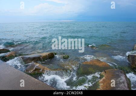 Lago Michigan, al largo delle rive del Kenosha Wisconsin. Foto Stock