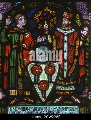 Bubikon, Svizzera. Vetrate colorate, Ritterhaus, un sito patrimonio nazionale. Fotografato luglio 1966. Foto Stock