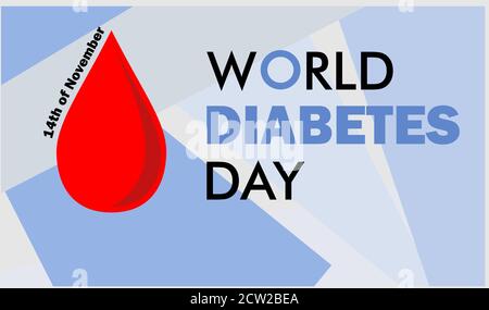 GIORNATA MONDIALE DEL DIABETE POSTER DI CONSAPEVOLEZZA GOCCIA DI SANGUE Illustrazione Vettoriale