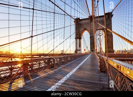 Ponte di Brooklyn a New York City. Foto Stock