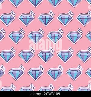 disegno con diamante brillante, disegno vettoriale di stile patch Illustrazione Vettoriale