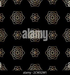 Motivo floreale oro senza cuciture con rose. Banner festivo. Illustrazione vettoriale. EPS10 Illustrazione Vettoriale