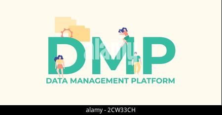 Piattaforma di gestione dati DMP. Commercio redditizio e distribuzione del reddito finanziario di successo medio. Illustrazione Vettoriale