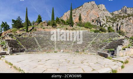 Antico teatro di Delfi, Grecia Foto Stock