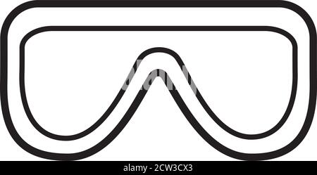 dispositivi di protezione individuale, dispositivi di protezione individuale icone e simboli vettoriali piatti. occhiali, occhiali di protezione. simboli di profilo. prevenzione, Illustrazione Vettoriale