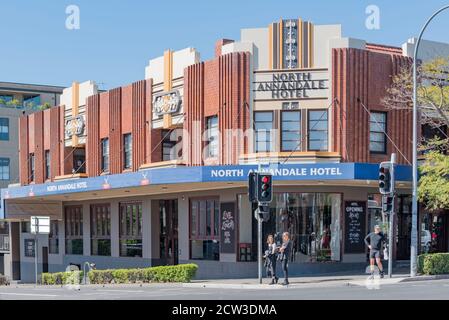 L'hotel North Annandale, costruito nel 1938, è un Esempio principale di architettura Art Deco interbellica progettata da architetti Provost e Ancher Foto Stock