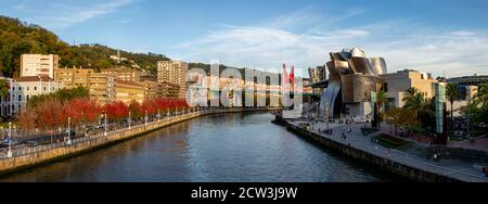 Museo Guggenheim Bilbao, siglo XX, diseñado por Frank O. Gehry, Bilbao, Pais Vasco, Spagna Foto Stock