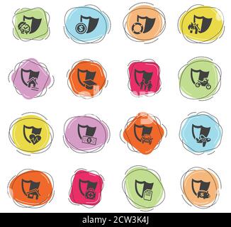 Assicurazione icona impostare Illustrazione Vettoriale