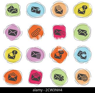 Mail e icona a forma di busta set Illustrazione Vettoriale