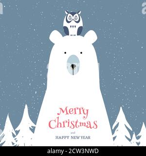 Allegra cartolina di natale con orso polare Illustrazione Vettoriale