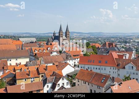 Cattedrale di San Pietro, Fritzlar, vista dalla Torre grigia, Assia, Germania Foto Stock