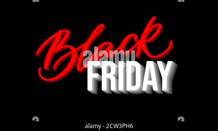Scritta Black Friday. Layout del design di annunci, poster e cartelloni. Scritte a mano. "ursive". Illustrazione Vettoriale