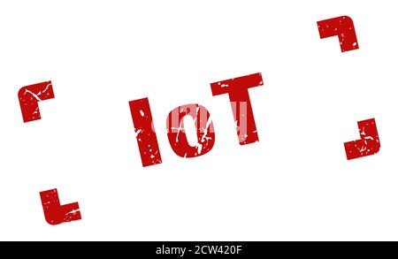 timbro iot. segno di grunge quadrato su sfondo bianco Illustrazione Vettoriale