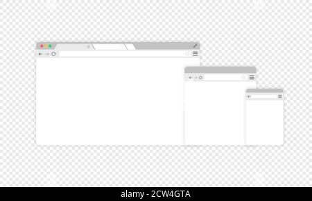 Browser Icon ser. Finestra del sito Web. Vettore su sfondo trasparente isolato. EPS 10 Illustrazione Vettoriale