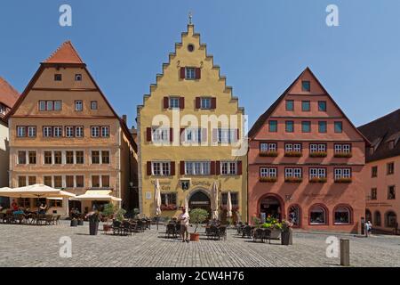 Piazza del mercato, città vecchia, Rothenburg ob der Tauber, Franconia Centrale, Baviera, Germania Foto Stock