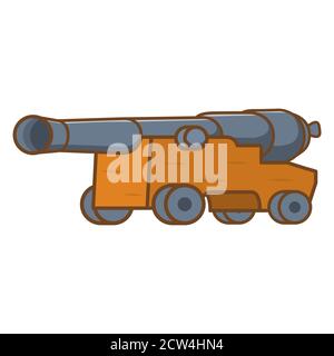 Icona cannone medievale. Artiglieria antica arma. Immagine piatta vettoriale. Illustrazione Vettoriale