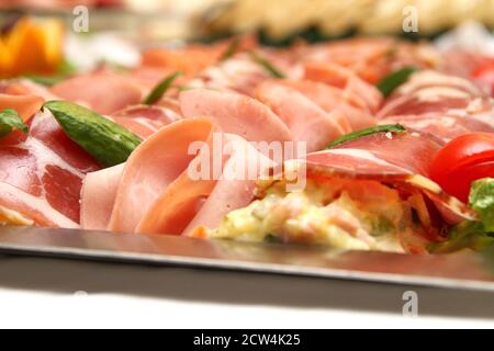 catering cibo cocktail sul tavolo, primo piano macro Foto Stock