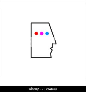 Logo dell'attività cerebrale. Profilo di persona di pensiero. Concetto di psicologia Illustrazione Vettoriale