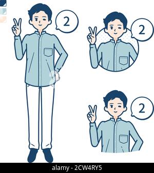 Uomo in uno shirtwith contando come 2 immagini. Si tratta di grafica vettoriale, quindi è facile da modificare. Illustrazione Vettoriale