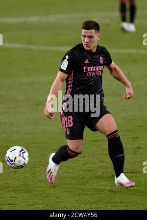 SEVILLA, 26-09-2020. Primera Division Lega di Spagna. LaLiga. Stadio Benito Villamarin. Jovic (Real Madrid) durante il gioco Real Betis - Real Madrid. Foto: Juan Jose Ubeda/PROSHOTS. Foto Stock