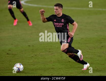 SEVILLA, 26-09-2020. Primera Division Lega di Spagna. LaLiga. Stadio Benito Villamarin. Jovic (Real Madrid) durante il gioco Real Betis - Real Madrid. Foto: Juan Jose Ubeda/PROSHOTS. Foto Stock