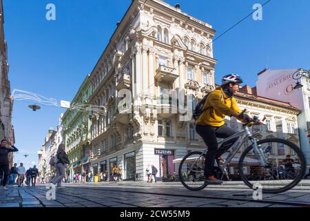 Brno (Brünn): Via Masarykova, pedoni nella città vecchia, Jihomoravsky, Südmähren, Moravia meridionale, ceco Foto Stock