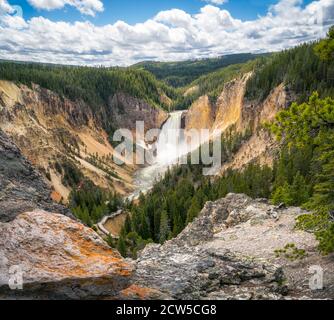 cascate inferiori del parco nazionale di yellowstone nel wyoming in stati uniti Foto Stock