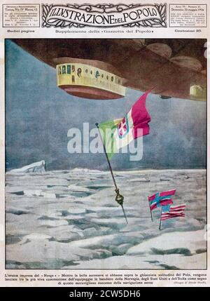 ROALD AMUNDSEN (1872-1928) esploratore polare norvegese. Un equipaggio italiano pilota il velivolo Norge sopra il palo nord il 12 maggio 1926 con Amundsen e altri quindici. Foto Stock