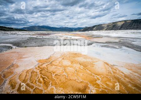 Mammoth Hot Springs nel parco nazionale di yellowstone, wyoming, stati uniti Foto Stock