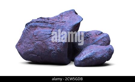 gruppo di rocce isolate con ombra su sfondo bianco Foto Stock