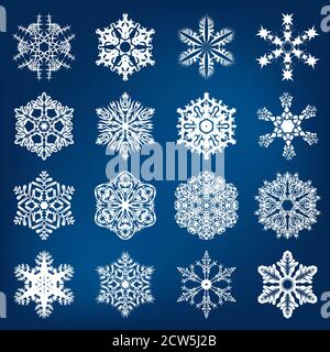 Fiocchi di neve dal design piatto Illustrazione Vettoriale